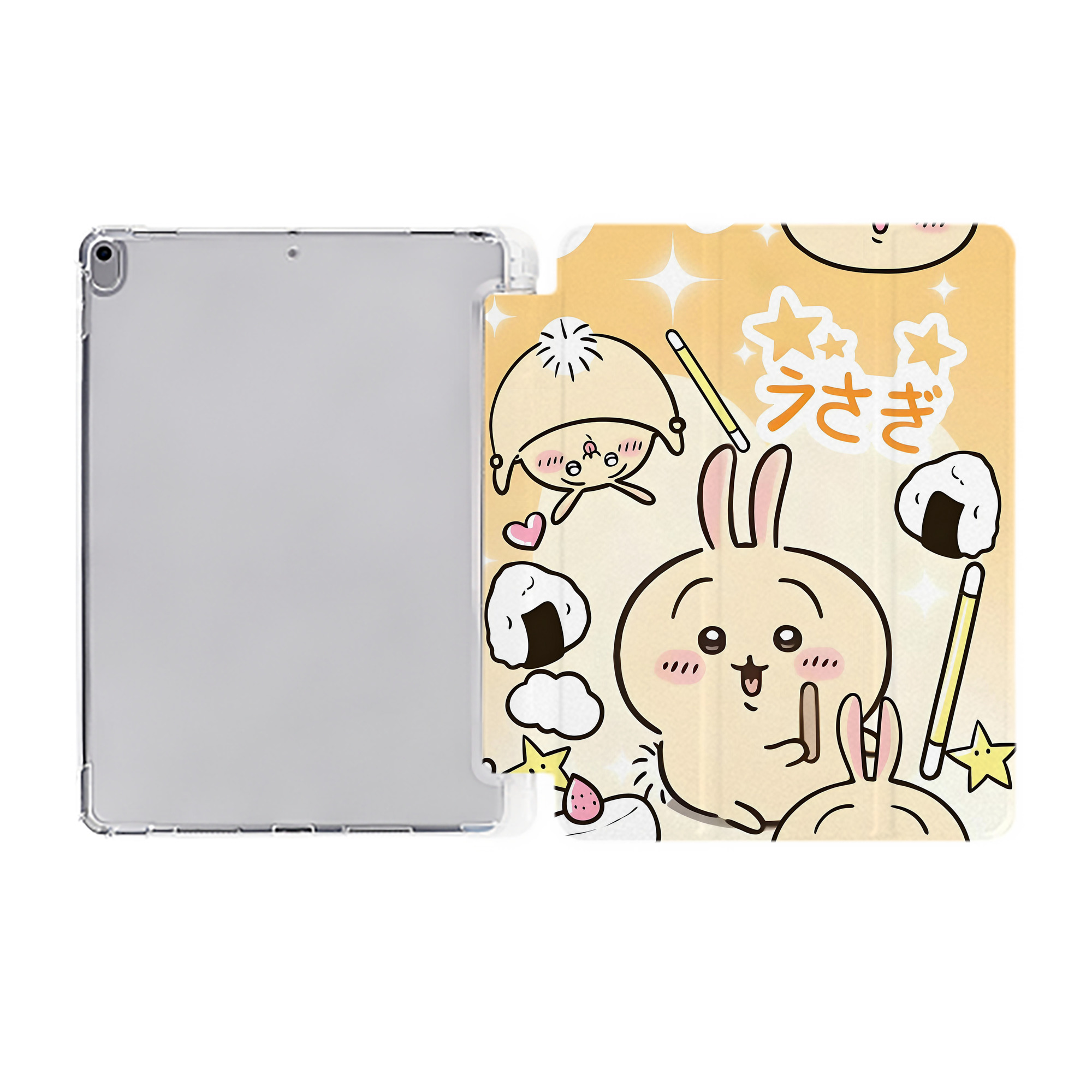 （画像用） ちいかわ Chii-kawa IPad ケース ペン収納付き 三つ折りスタンド PUレザー×シリコン 対応機種9.5/10.5/10.9インチ